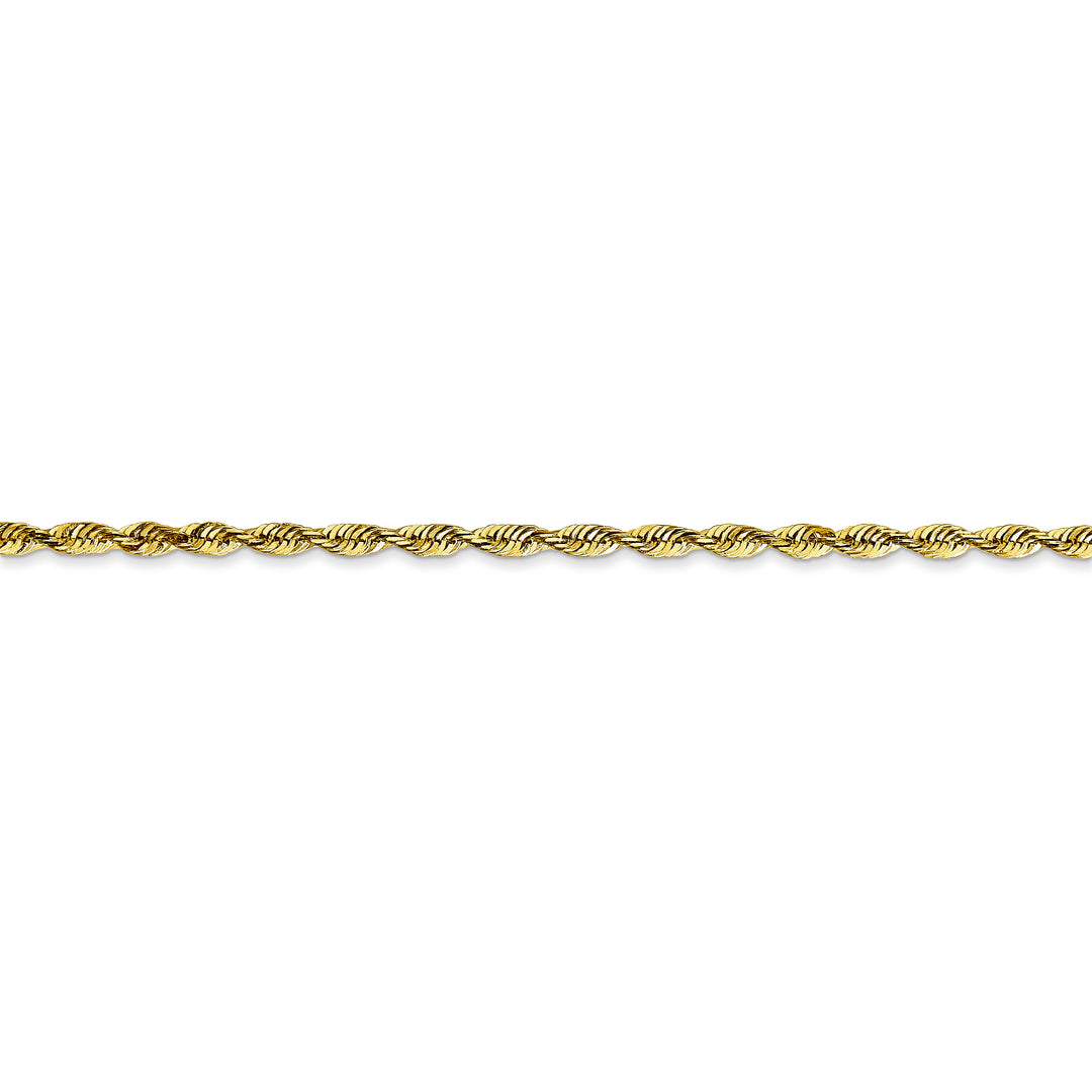Cadena de Oro Amarillo de 10K — 2.25 mm, Estilo Cuerda con Corte Diamante, Ultraligera y Cierre de Langosta