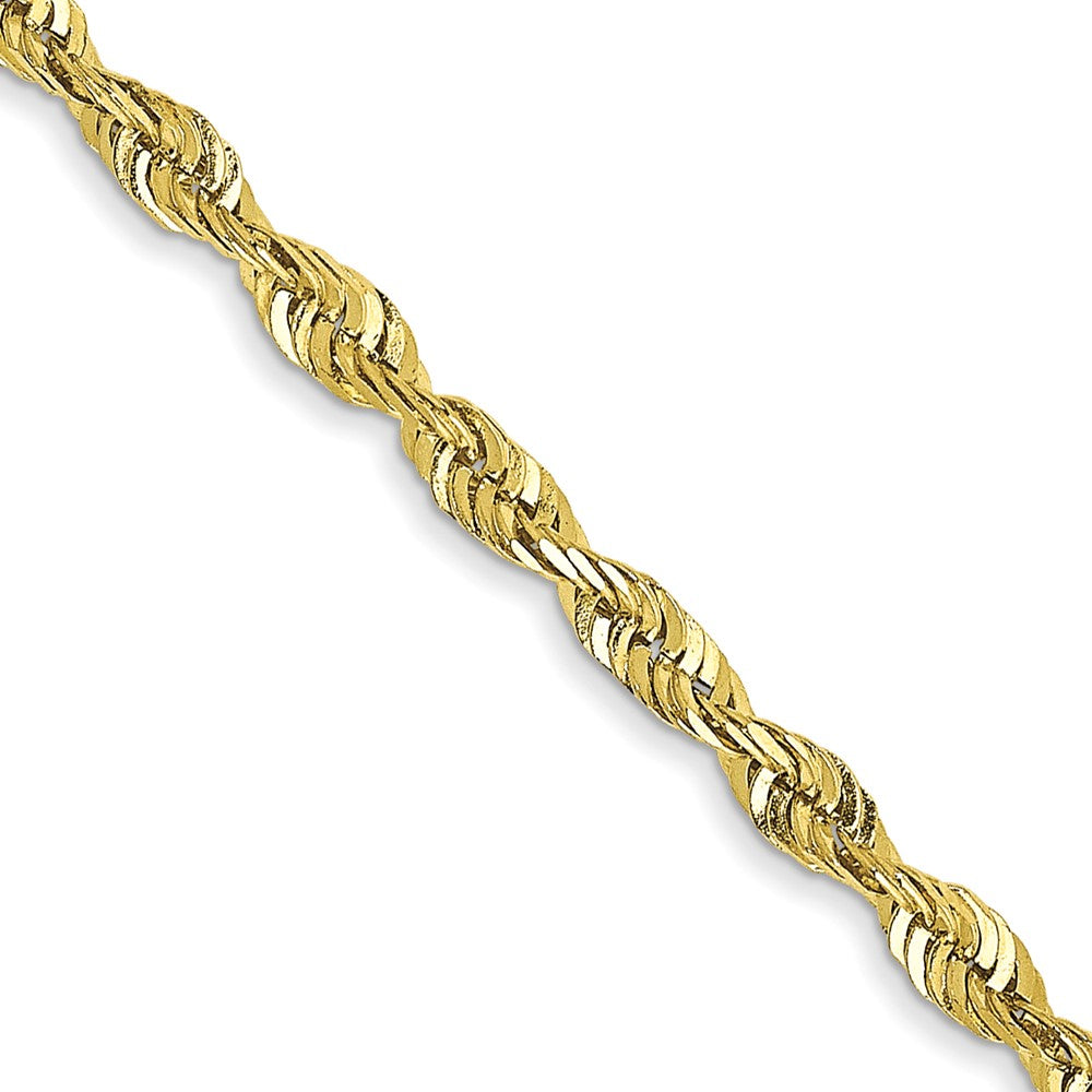Cadena de Oro Amarillo de 10K — 2.25 mm, Estilo Cuerda con Corte Diamante, Ultraligera y Cierre de Langosta