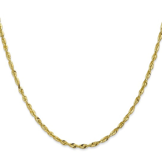 10K Yellow Gold Chain – 2.5 mm Diamond-Cut Rope Chain (Extra Light)