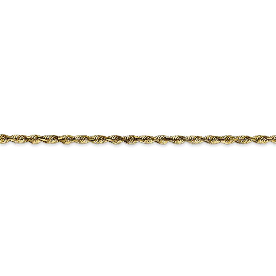 Cadena de Oro Amarillo 10K – 2.5 mm Tipo Cuerda Diamond-Cut (Extra Liviana)
