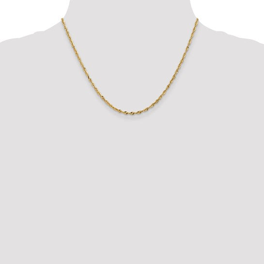 10K Yellow Gold Extra-Light D/C Rope Chain, 2.50 mm