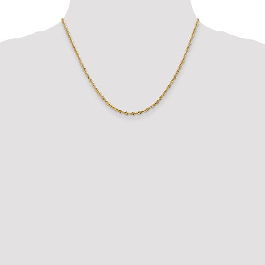10K Yellow Gold Extra-Light D/C Rope Chain, 2.50 mm