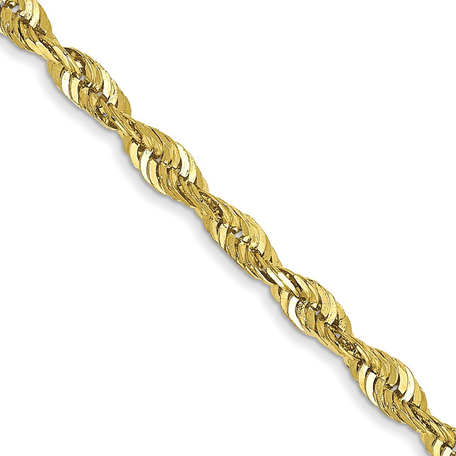 Cadena de Cuerda Extra-Ligera D/C de Oro Amarillo de 10K, 2.50 mm
