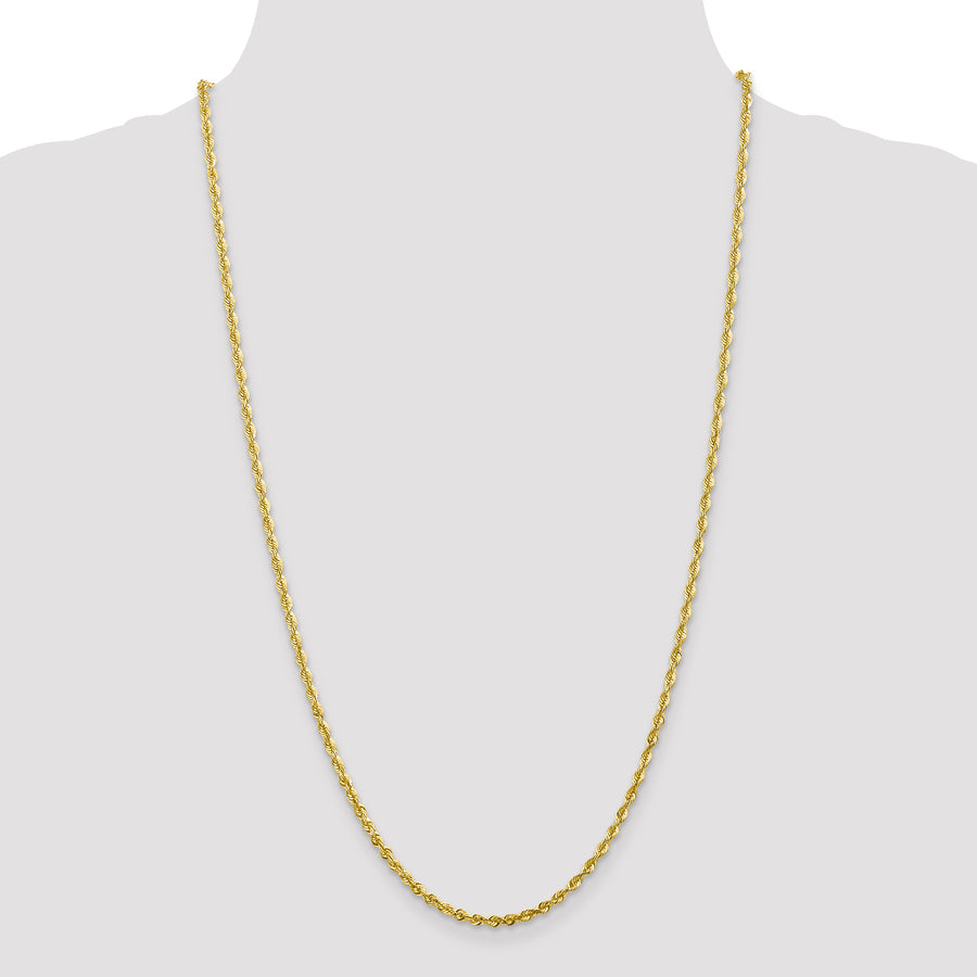 Cadena de Cuello de 10K y 2.75 mm con Diseño de Cuerda Extra Ligera y Corte Diamante