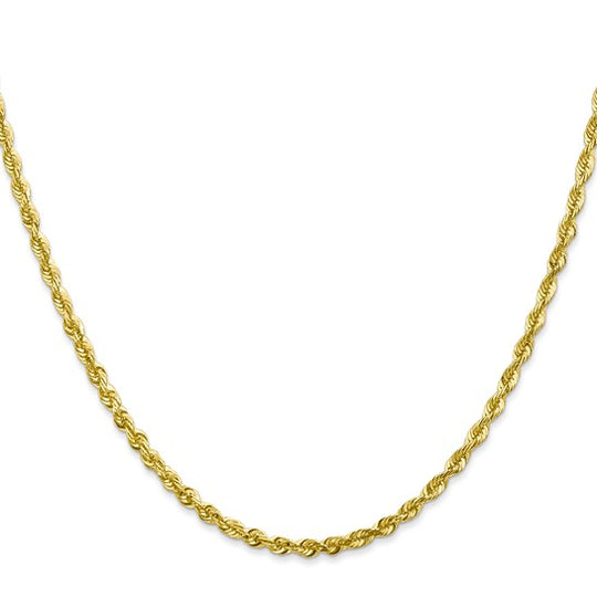 10K Yellow Gold 2.75mm Extra-Light Diamond-Cut Rope Chain with Lobster Clasp