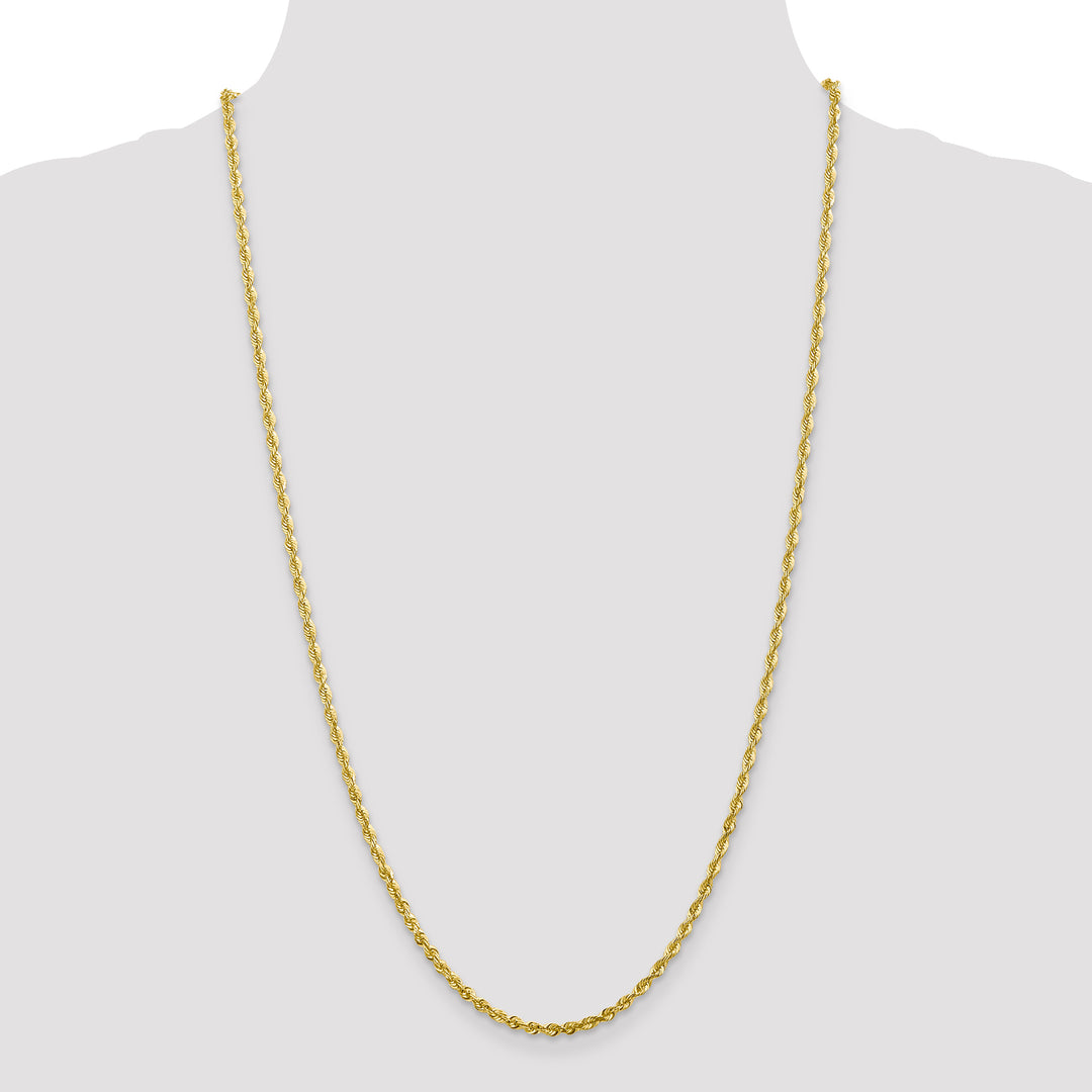 10K Yellow Gold 2.75mm Extra-Light Diamond-Cut Rope Chain with Lobster Clasp
