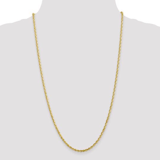 10K Yellow Gold 2.75mm Extra-Light Diamond-Cut Rope Chain with Lobster Clasp