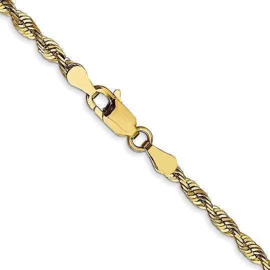 10K Yellow Gold 2.75mm Extra-Light Diamond-Cut Rope Chain with Lobster Clasp