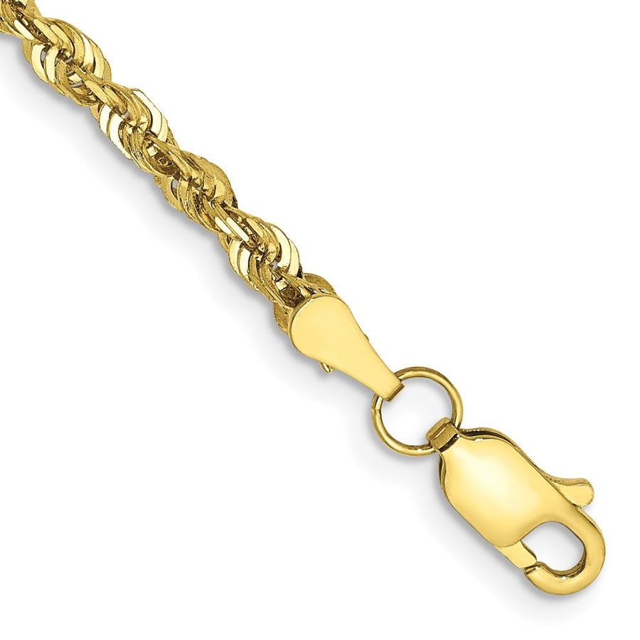 Pulsera de Oro Amarillo de 10K, 2.75mm, Rope Extra-Ligera con Corte Diamante y Cierre de Langosta