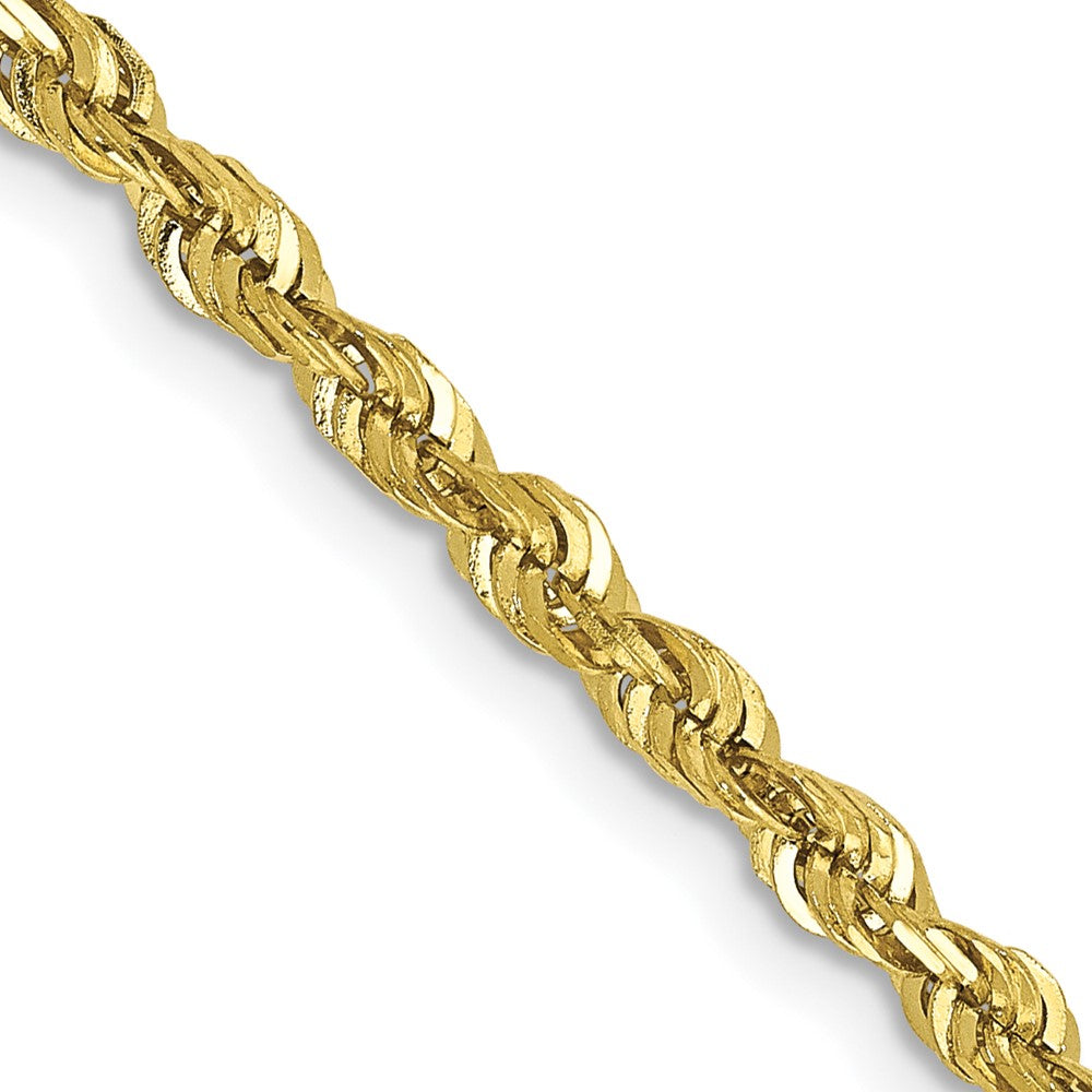 Cadena de Cuerda Extra-Ligera de Oro Amarillo 10K de 2.75 mm con Corte de Diamante y Cierre de Langosta