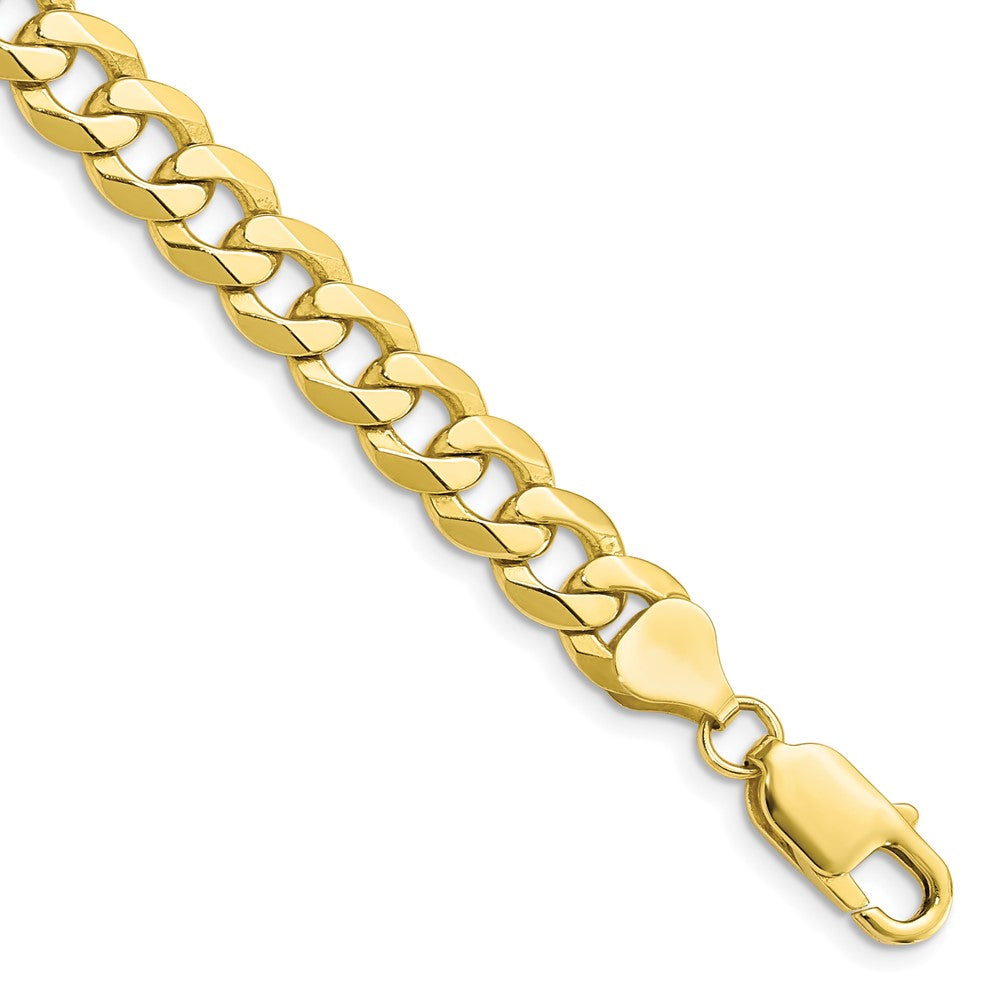 Pulsera Curb Aplanada y Biselada de Oro de 10k de 6.75 mm