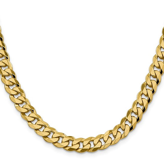 Cadena Curb Beveled de 8.25mm en Oro Amarillo de 10k (26 pulgadas)