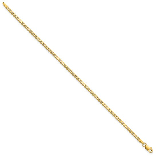 Tobillera de Cadena Anchor Plana de Oro Amarillo 10K de 10 Pulgadas
