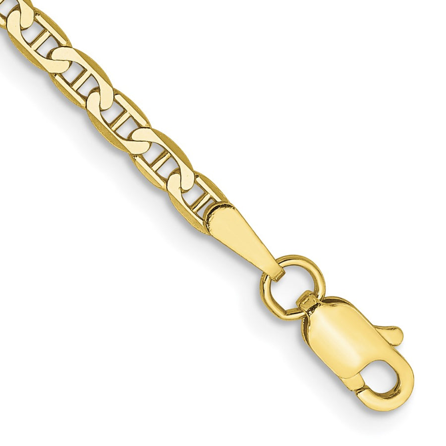 Tobillera de Cadena Anchor Plana de Oro Amarillo 10K de 10 Pulgadas