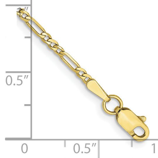 Tobillera 10K Oro Amarillo 10 Pulgadas 1.75mm Cadena Figaro