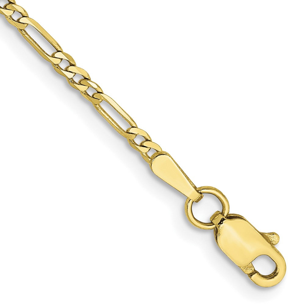 Tobillera 10K Oro Amarillo 10 Pulgadas 1.75mm Cadena Figaro