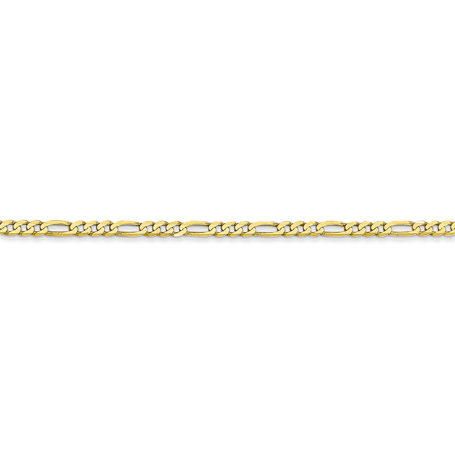 Cadena Figaro plana de 10k y 2,2 mm