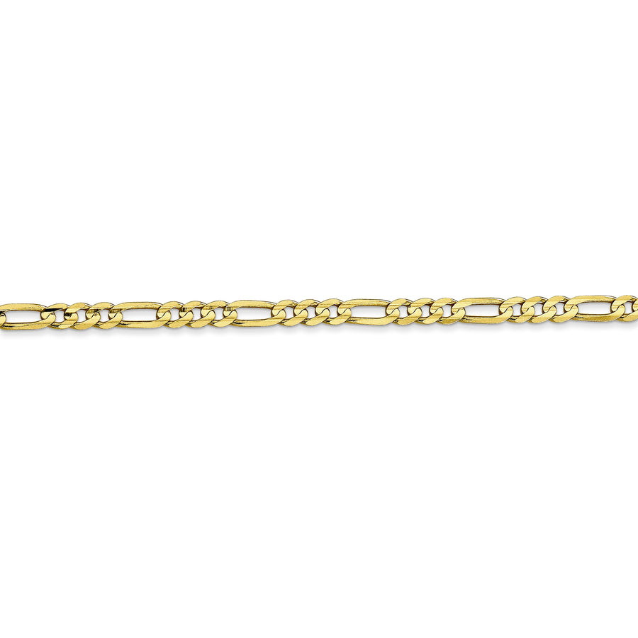 Cadena Figaro plana de 10 quilates y 3 mm