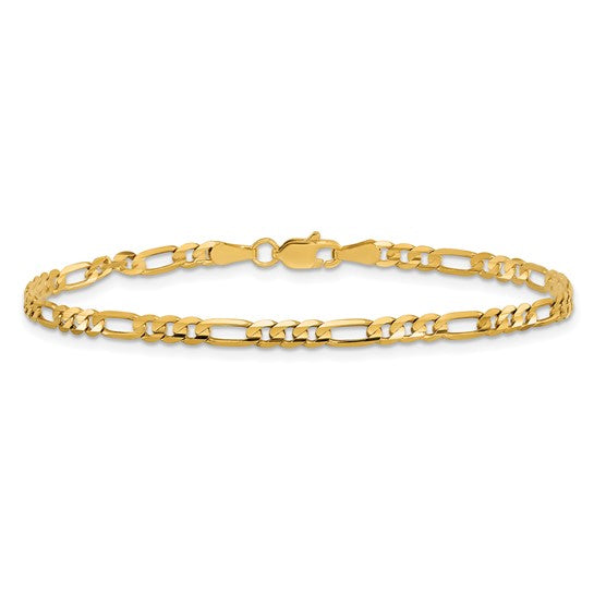 10-carat, 3mm flat Figaro bracelet