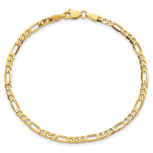 10-carat, 3mm flat Figaro bracelet