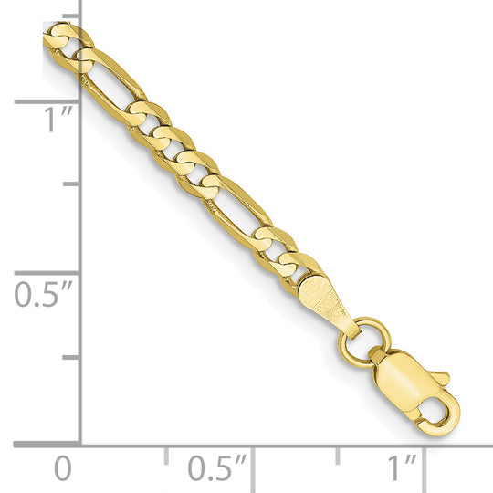 10-carat, 3mm flat Figaro bracelet