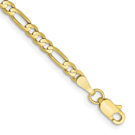 10-carat, 3mm flat Figaro bracelet