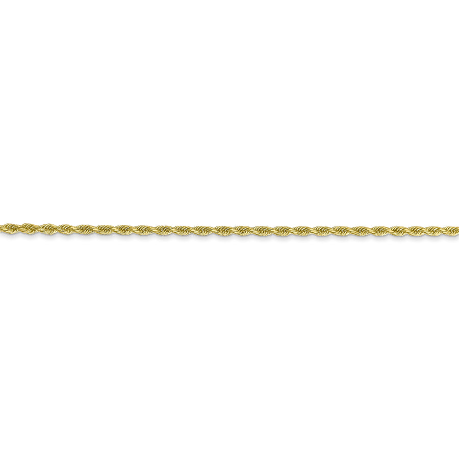 Cadena de Cuerda de Oro Amarillo de 10K de 1.5 mm con Corte de Diamante y Cierre de Langosta