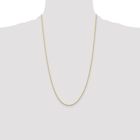 Cadena de Cuerda de Oro Amarillo de 10K de 1.5 mm con Corte de Diamante y Cierre de Langosta