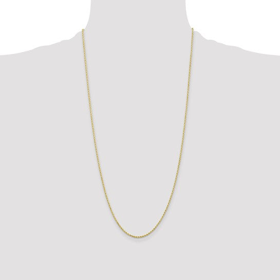 Cadena de Cuerda de Oro Amarillo de 10k de 1.5mm con Corte Diamante y Cierre de Langosta