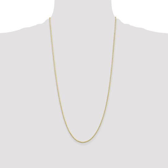 Cadena de Cuerda de Oro Amarillo de 10k de 1.5mm con Corte Diamante y Cierre de Langosta