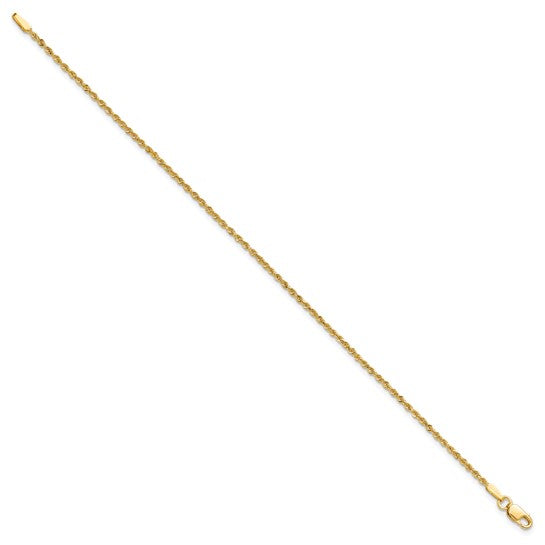 Cadena de Cuerda Cortada Diamante de 2mm en Oro Amarillo de 10k