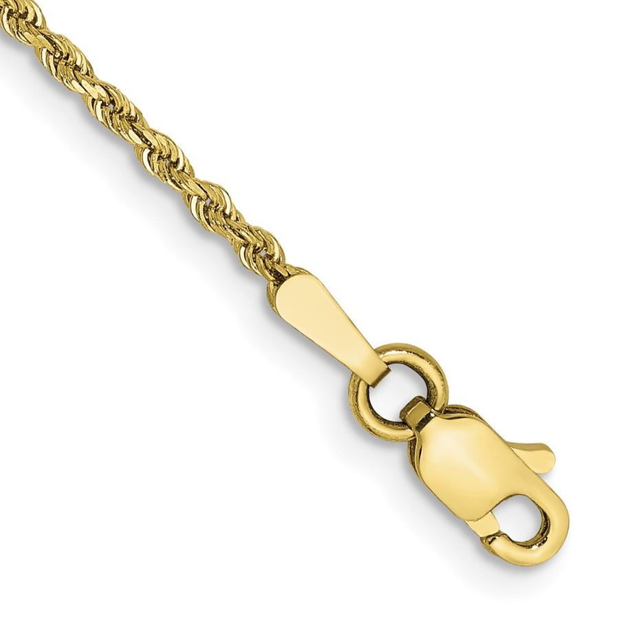 Tobillera de Oro Amarillo de 10K con Cadena de Cuerda Diamantada de 1.5mm y Cierre de Langosta de 9 Pulgadas