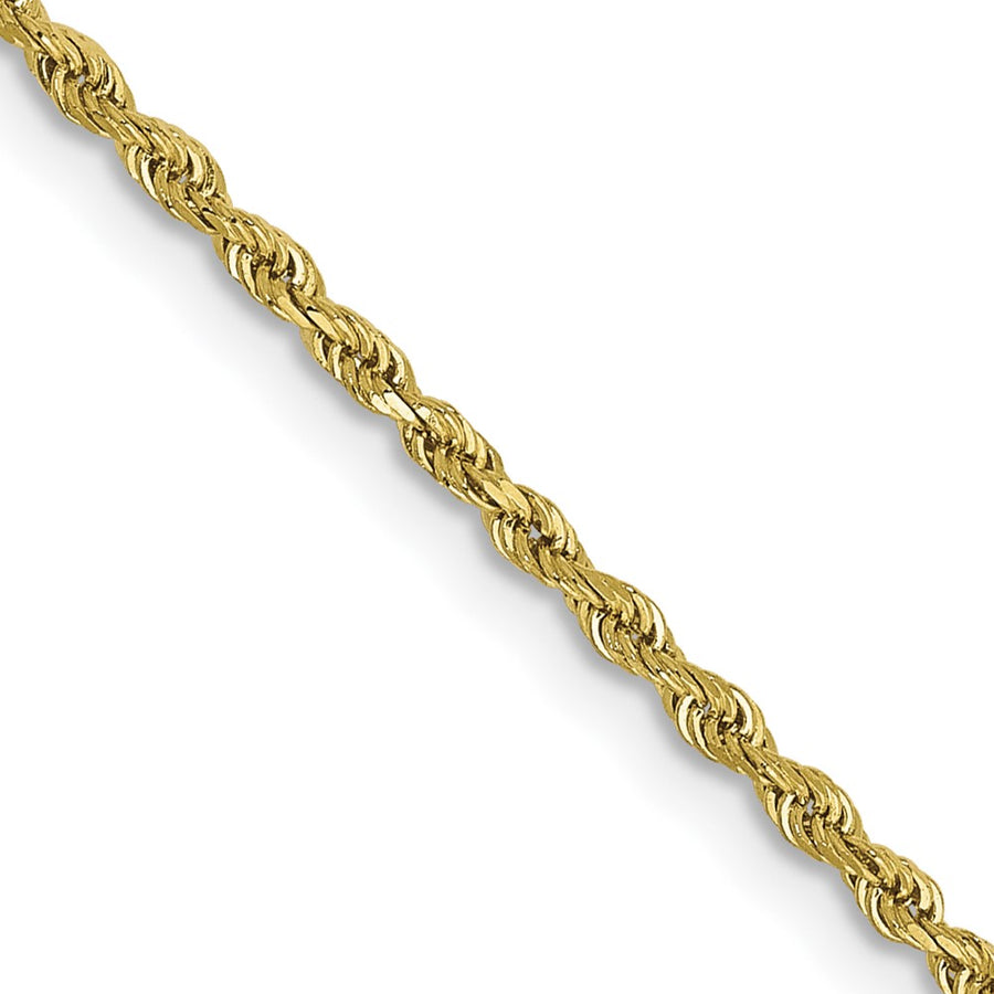 Cadena de Cuerda de Oro Amarillo de 10k de 1.5mm con Corte Diamante y Cierre de Langosta