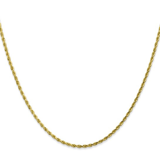 Cadena de Cuerda de Oro Amarillo 10k 24 Pulgadas 1.75mm con Corte Diamante y Cierre tipo Langosta