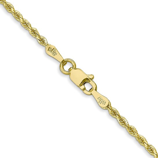 Cadena de Cuerda de Oro Amarillo 10K de 1.75 mm con Corte Diamante - 28 Pulgadas