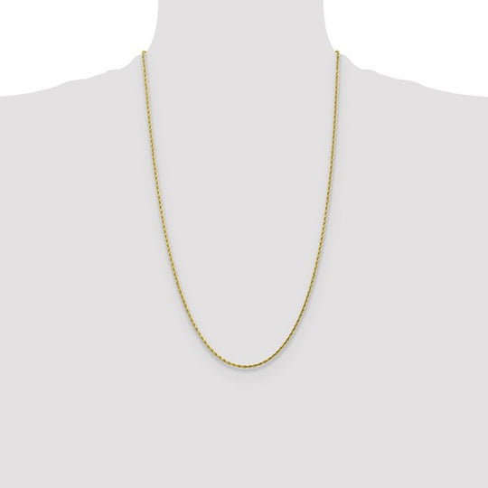 Cadena de Cuerda D/C de Oro Amarillo de 10K, 1.75 mm
