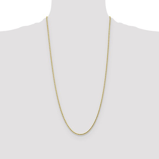 Cadena de Cuerda de Oro Amarillo 10K de 1.75 mm con Corte Diamante - 28 Pulgadas