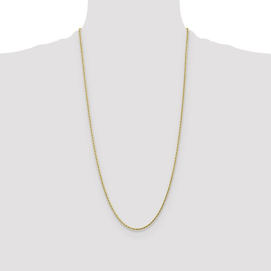 Cadena de Cuerda de Oro Amarillo 10K de 1.75 mm con Corte Diamante - 28 Pulgadas