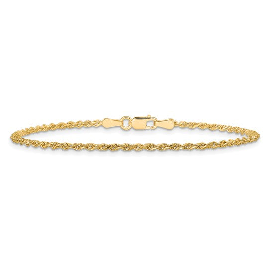 Tobillera de Cadena de Cuerda Diamond-Cut de 10K en Oro Amarillo de 1.75 mm con Cierre de Langosta