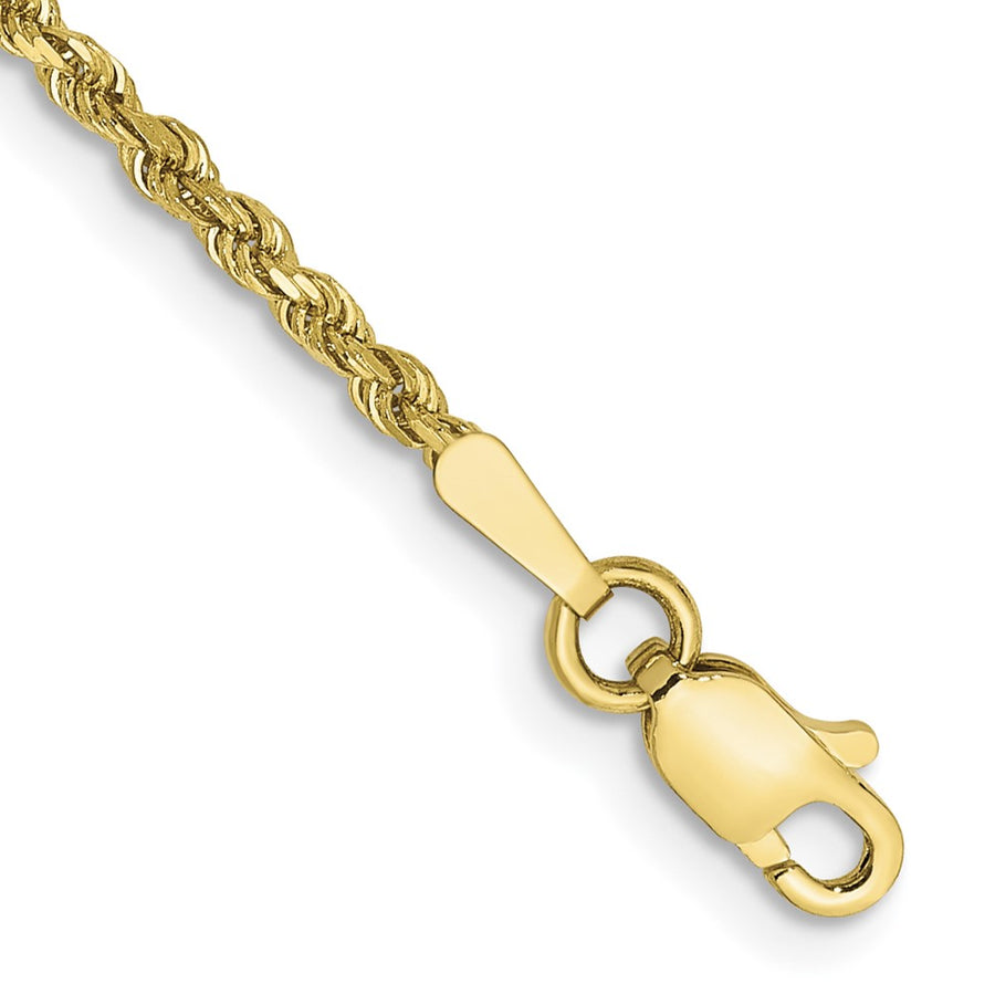 Tobillera de Cadena de Cuerda Diamond-Cut de 10K en Oro Amarillo de 1.75 mm con Cierre de Langosta