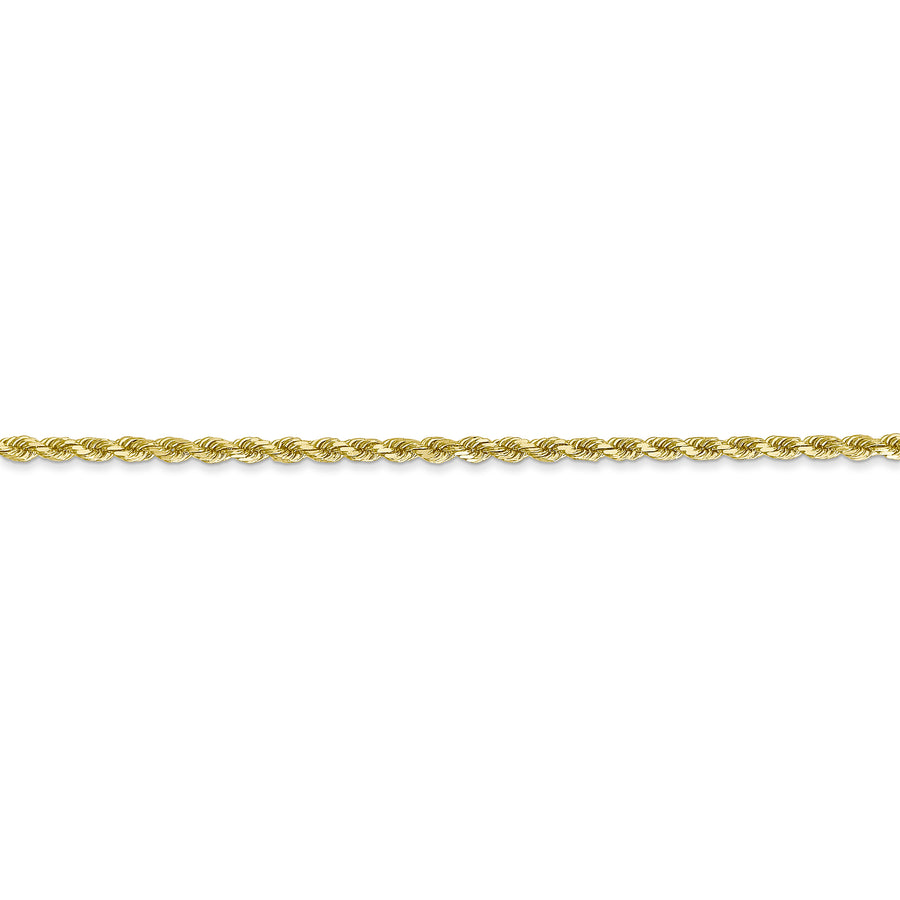 Cadena de Cuerda Diamantada en Oro Amarillo de 10K – 28 Pulgadas, 2 mm con Cierre Langosta