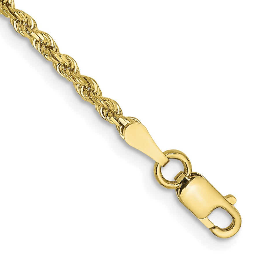 Tobillera 10K Oro Amarillo 10 Pulgadas 2mm Cadena Rope