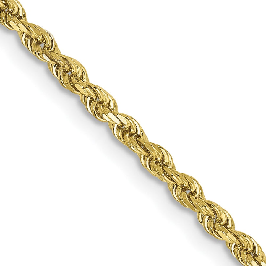 Cadena de Cuerda Diamantada en Oro Amarillo de 10K – 28 Pulgadas, 2 mm con Cierre Langosta