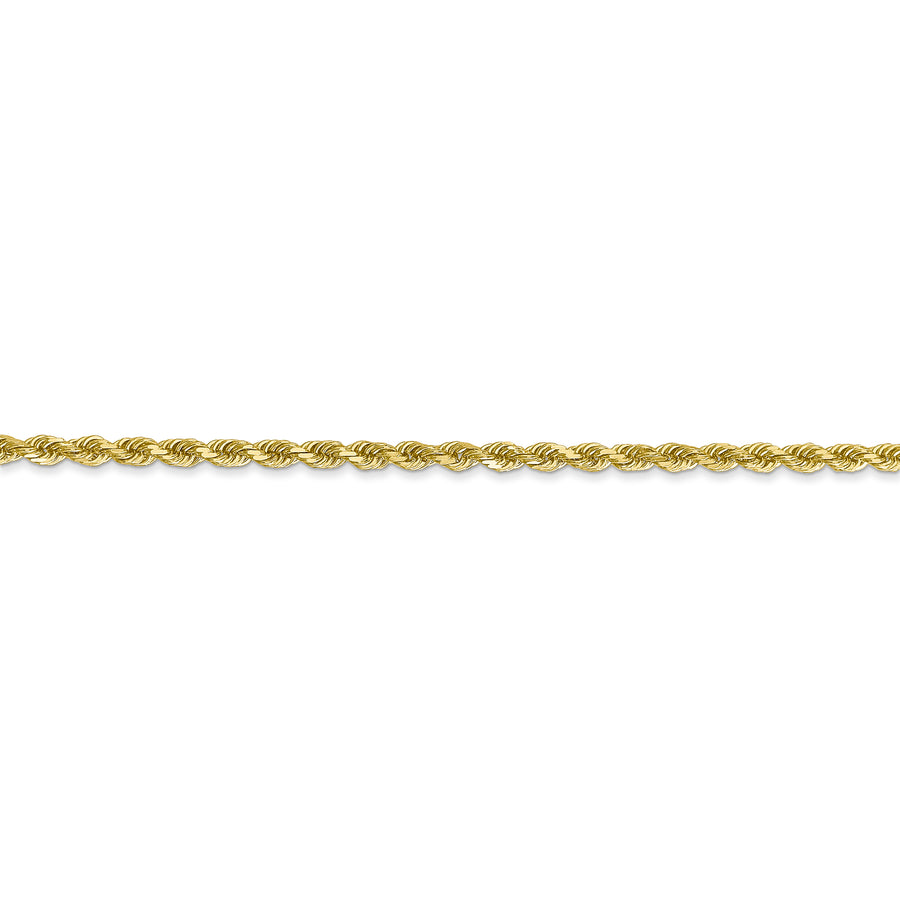 Cadena de Cuerda 10K Oro Amarillo de 26 Pulgadas y 2.25mm con Cierre de Langosta