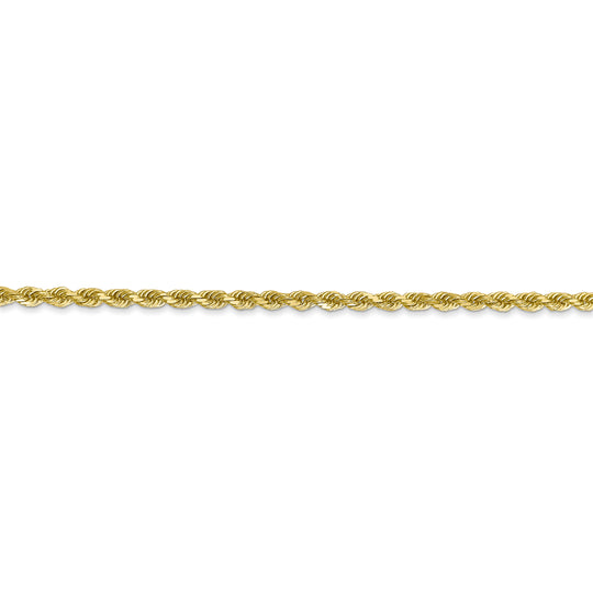 Cadena de Oro Amarillo de 10K – 2.25 mm, Estilo Cuerda con Corte Diamante