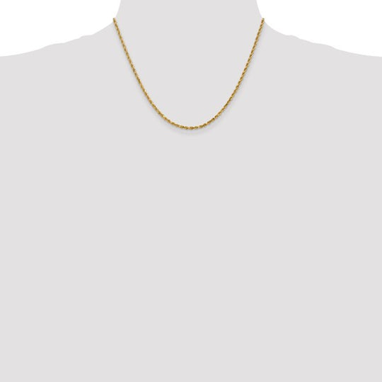 Cadena de Oro Amarillo 10K – Cuerda 2.25 mm Corte Diamante con Cierre Langosta