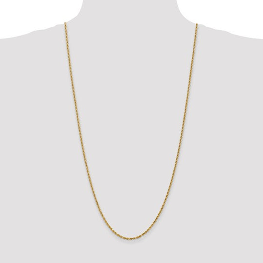 Cadena de Oro Amarillo de 10K – 2.25 mm, Estilo Cuerda con Corte Diamante