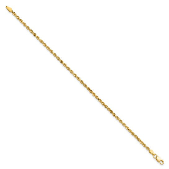 Cadena de Tobillera de Oro Amarillo 10K de 2.25 mm con Corte Diamante tipo Cuerda