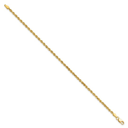 Cadena de Tobillera de Oro Amarillo 10K de 2.25 mm con Corte Diamante tipo Cuerda