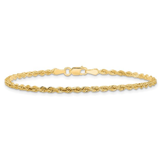 Cadena de Tobillera de Oro Amarillo 10K de 2.25 mm con Corte Diamante tipo Cuerda